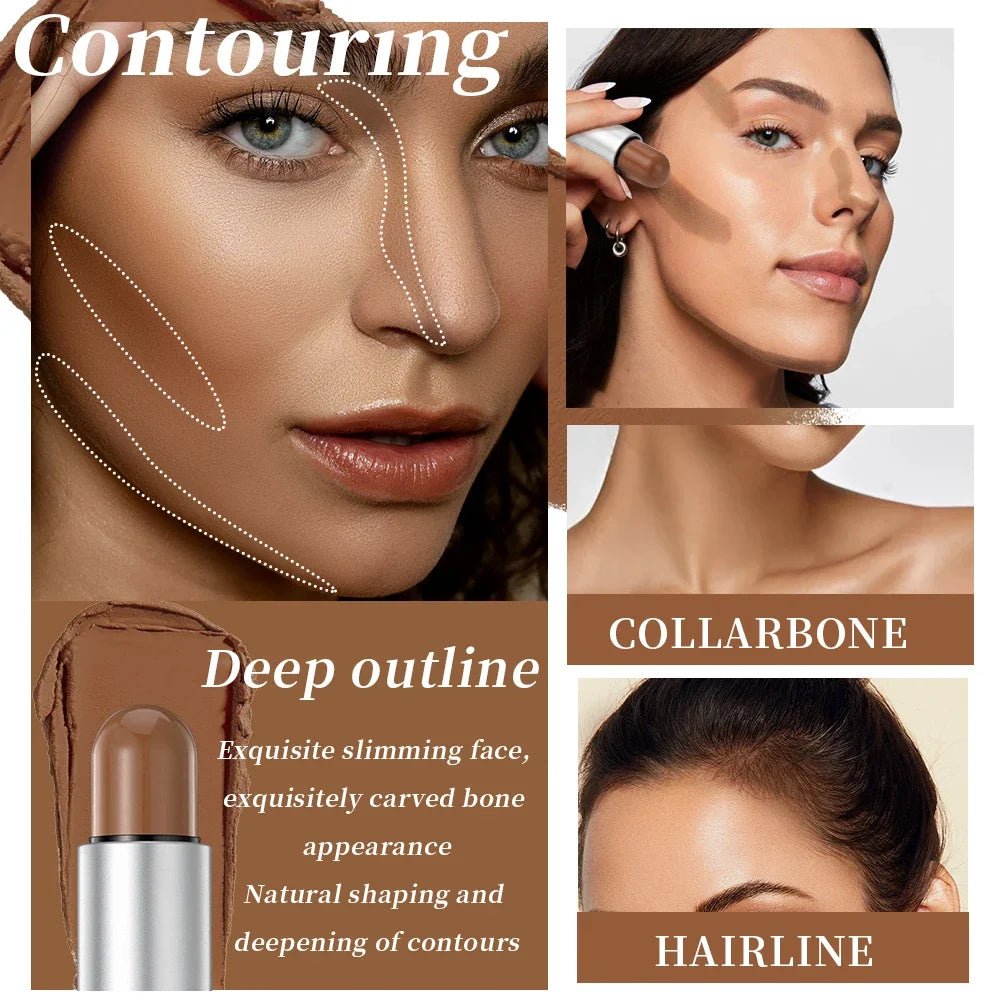 QiBest 4-in-1 Contour Bronzer Stick – Highlighter & Blush