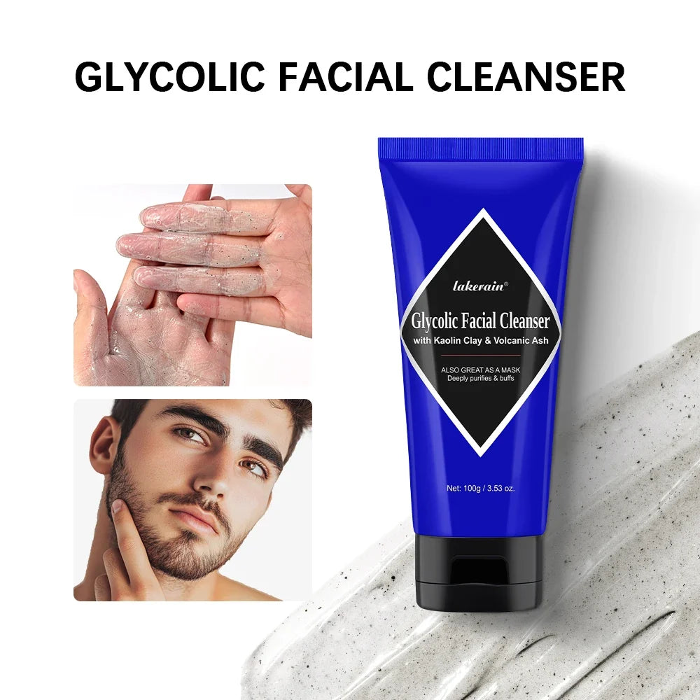 Glycolic Acid Clay Cleanser Deep Cleansing Face Wash 2-In-1 Mask
