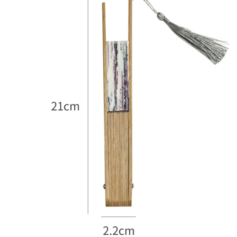 Chinese Hand Fold Fan Silk Bamboo Flower Folding Dance Props Tassel