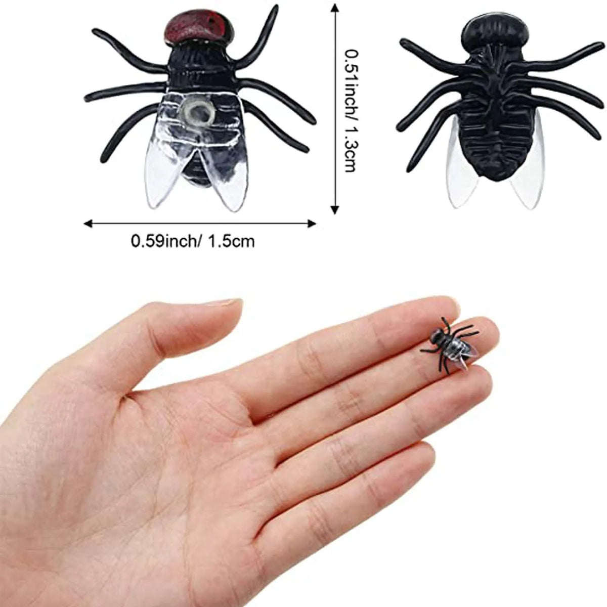 10-Pack Fake Plastic Flies – Prank Joke Toys for Parties