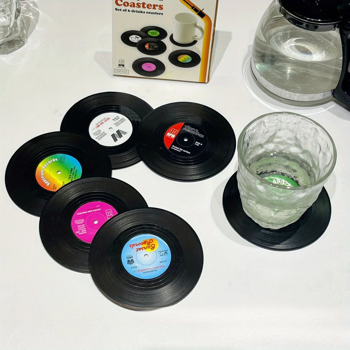 Vinyl Record Coasters Absorbent Retro Home Decor Coffee Cup Placement