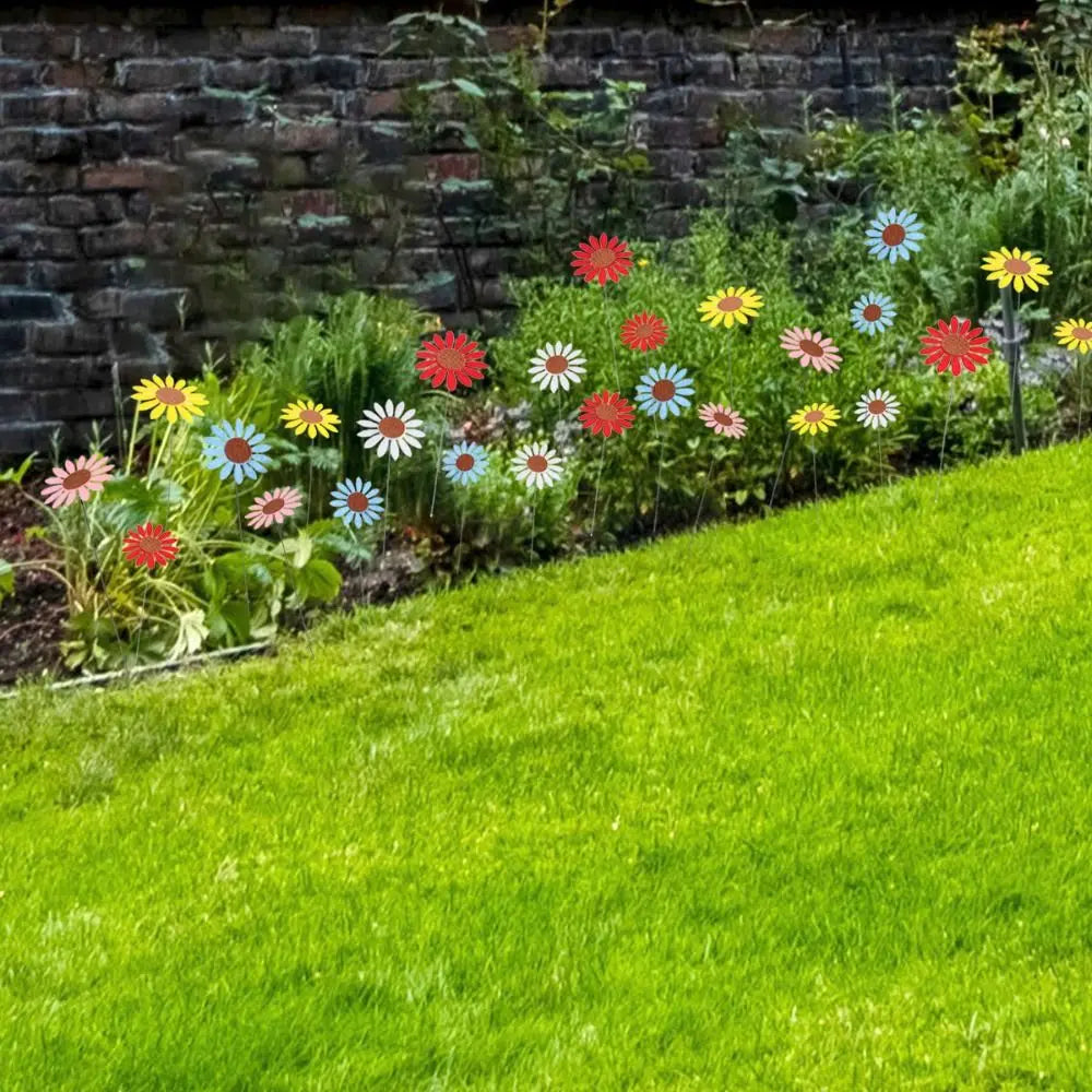 10pcs Colorful Metal Flower Garden Stakes | Decorative Ground Plugs
