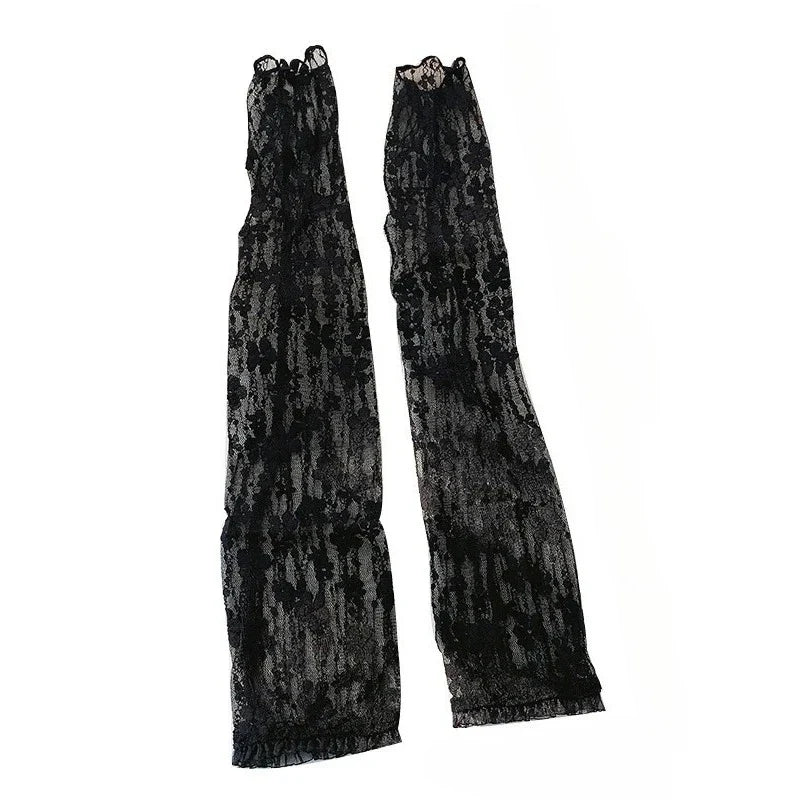 Women's Lace Half-Finger Gloves & Long Arm Sleeves – UV Cover