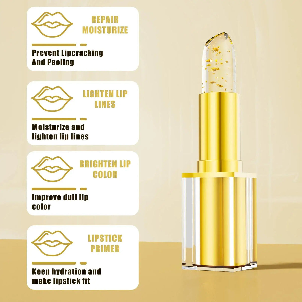 Hello Kiss Gold Foil Color-Change Plumping Lip Balm – Vegan