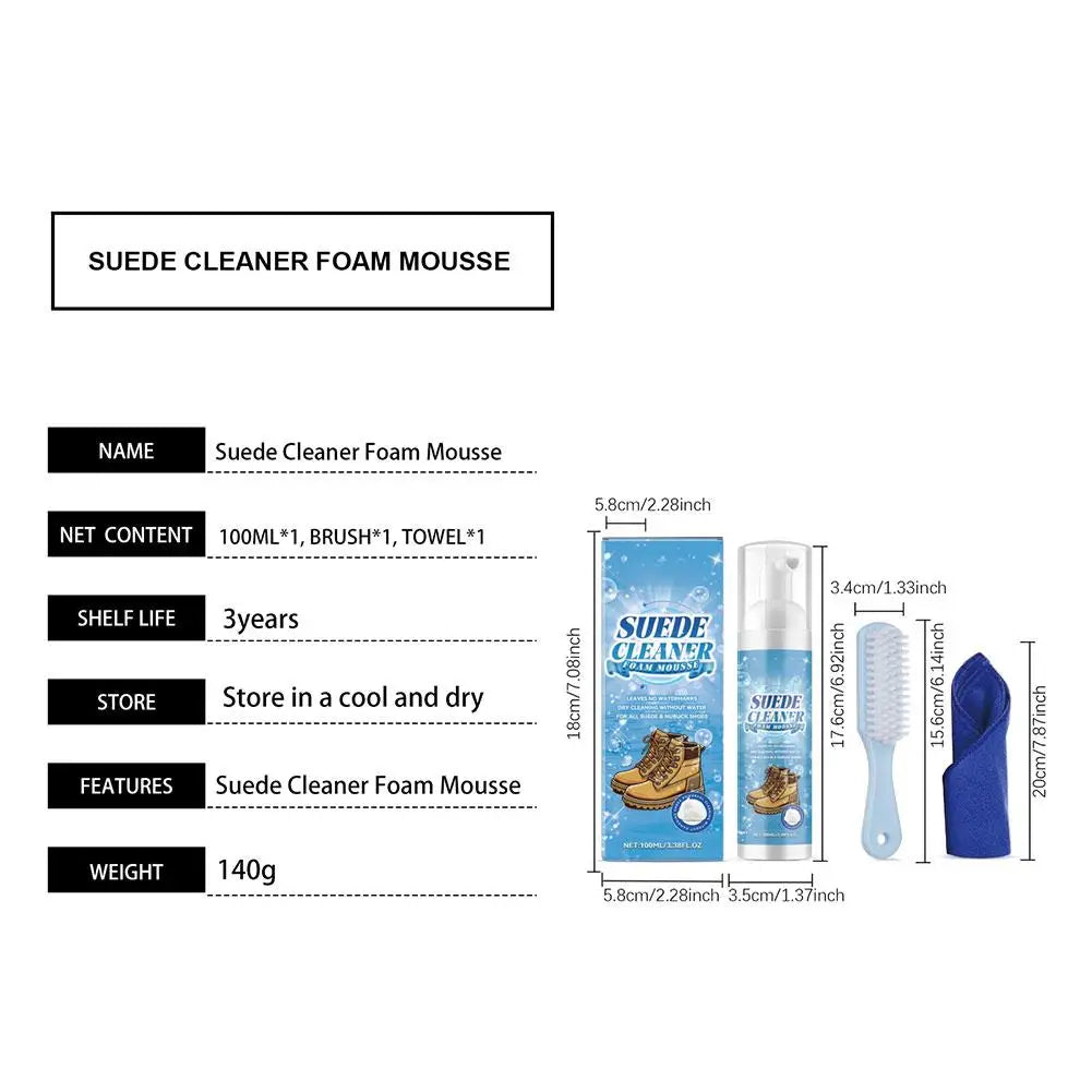 Suede Cleaner Kit – Dry Foam Shoe & Leather Cleaner 100ml