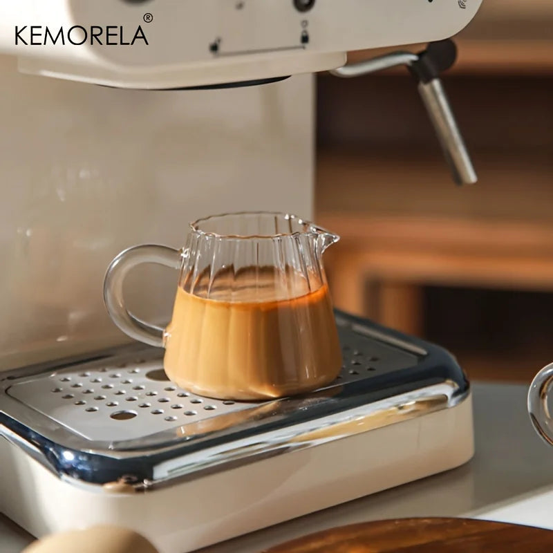 KEMORELA Retro Striped Glass Creamer Jar | Mini Coffee Cup