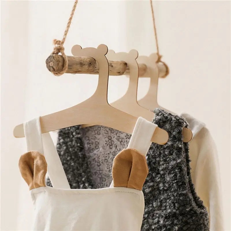 A36T- Baby Creative Hanger Rack Wooden Clothes Home Girls Princess