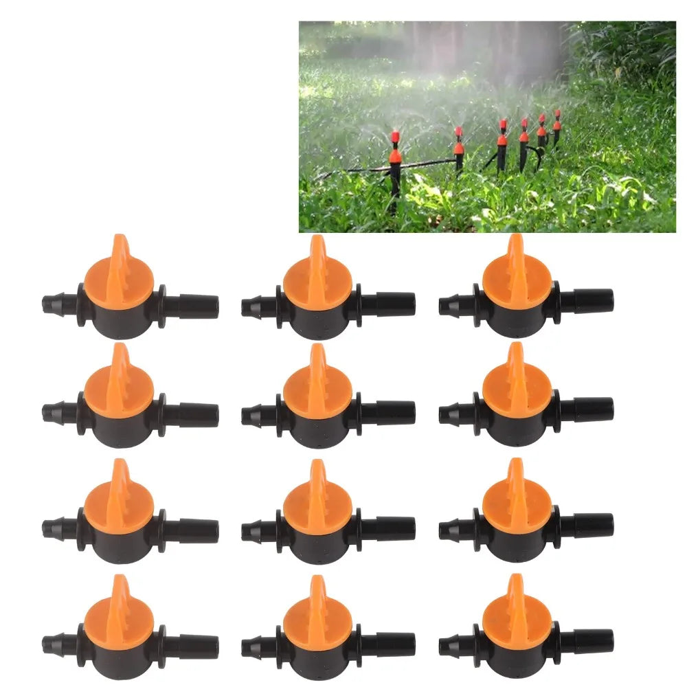 50-Pack Mini Drip Irrigation Valves | 4/7mm Micro Tubing Valves
