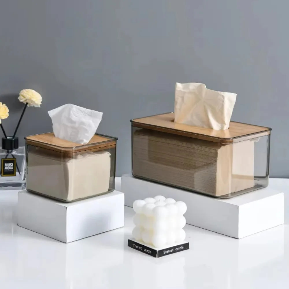 Simple Rectangular Clear Tissue Box Square Paper Living Table Storage