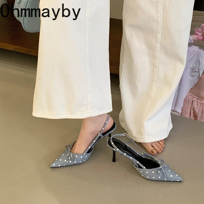Women's Satin Butterfly-Knot High Heel Sandals | Party Mules