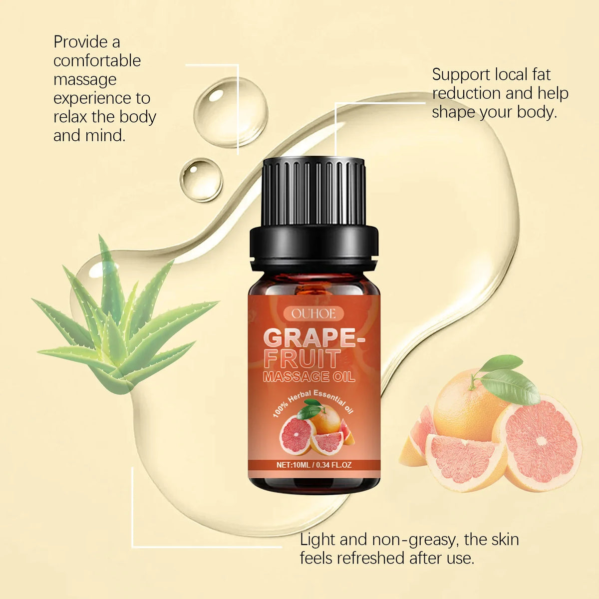 Grapefruit Body Massage Oil – Firming & Moisturizing Skin Oil