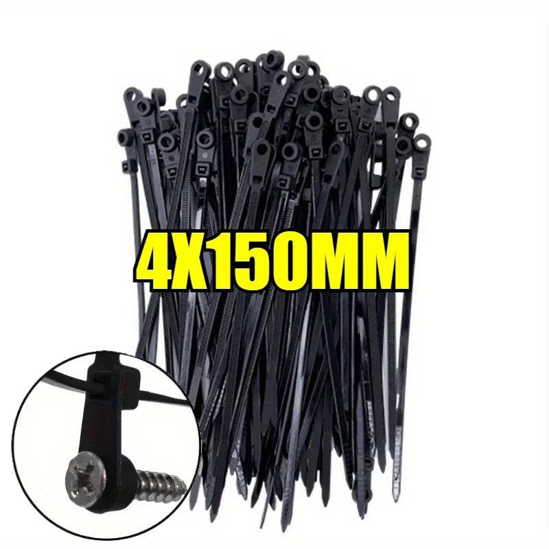 Screw Hole Nylon Cable Ties – Reusable Self-Locking Zip Ties
