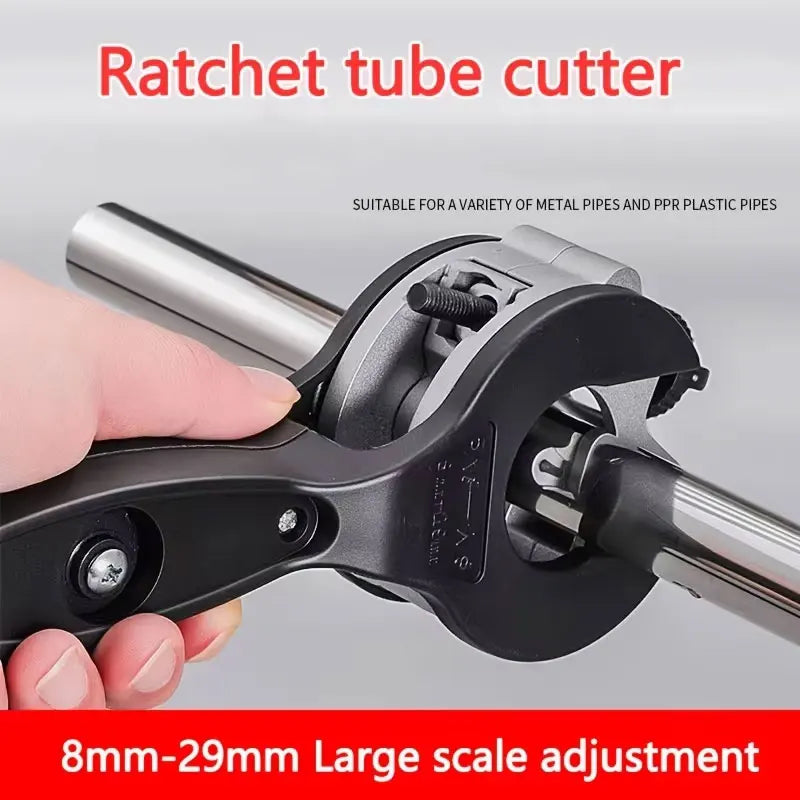 Ratcheting Pipe Cutter 8–29mm | Steel, Copper & Aluminum Tubes