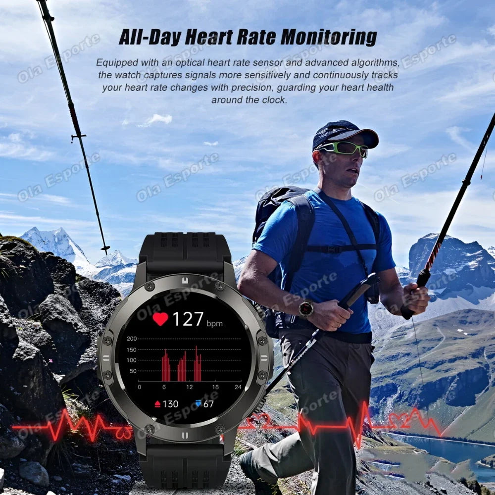 Ola Esporte Military Smartwatch | AMOLED, Flashlight, 100+ Sports