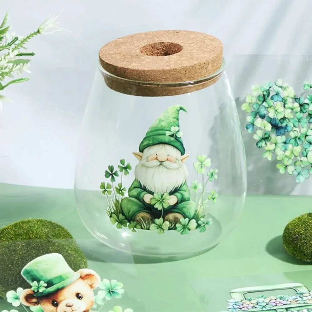 18Pc St. Patrick's Day Rub-On Transfers – Gnome & Clover Decals