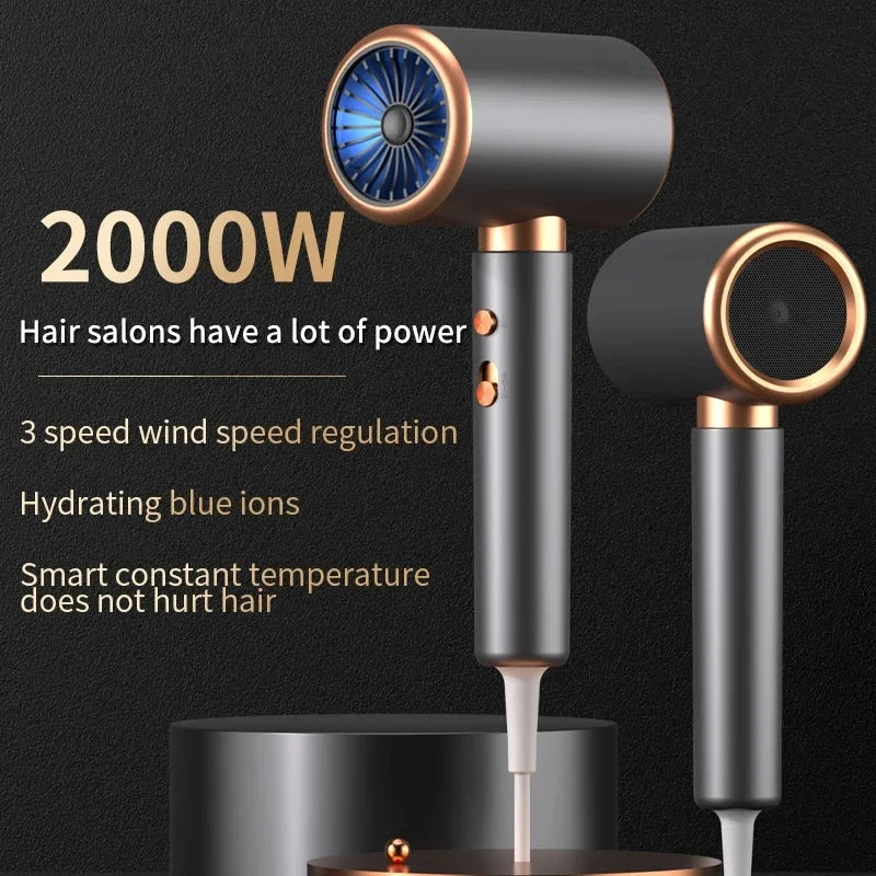 HOMEFISH 2000W Ionic Hair Dryer – 5-Speed Hot & Cold Airflow
