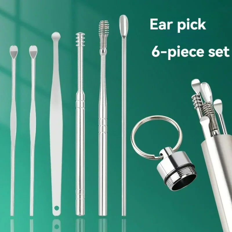 6-Piece Stainless Steel Ear Wax Removal Tool Set | Ear Cleaner Kit