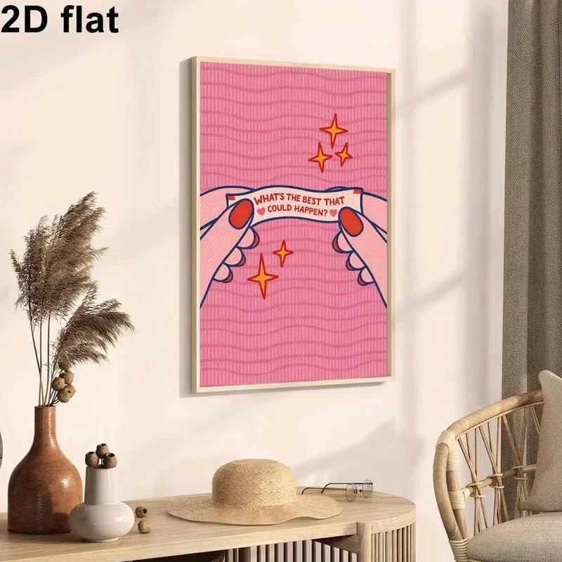 "What's The Best That Could Happen?" Pink Canvas Wall Art
