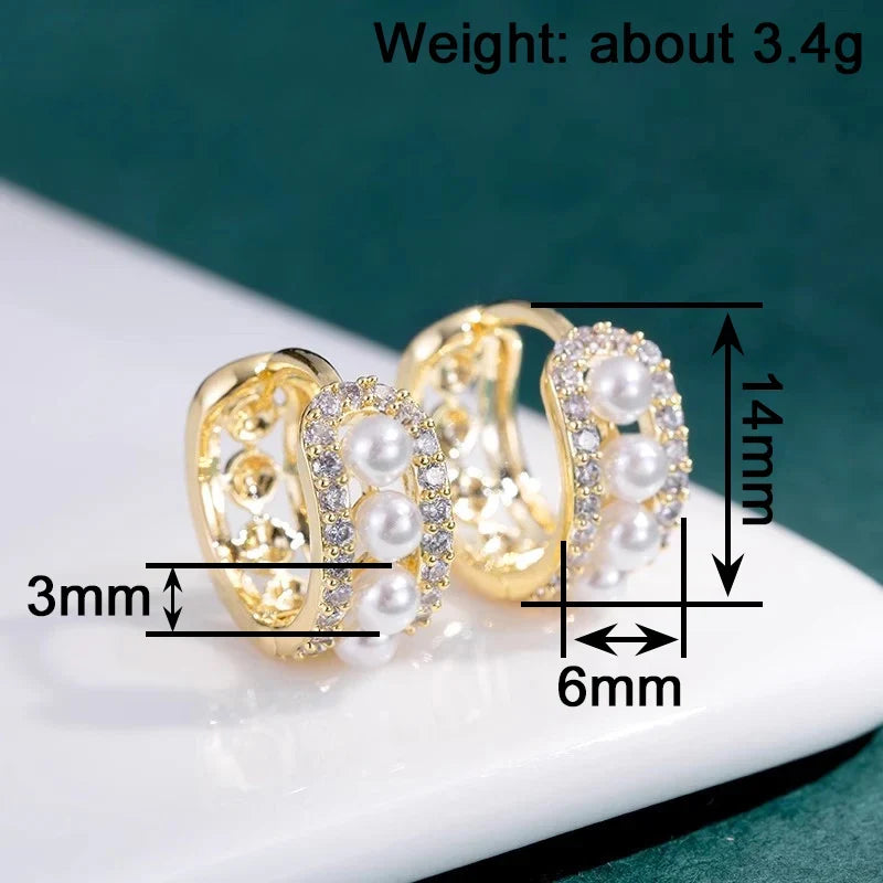 Huitan Imitation Pearl Hoop Earrings – Dainty Fashion Jewelry