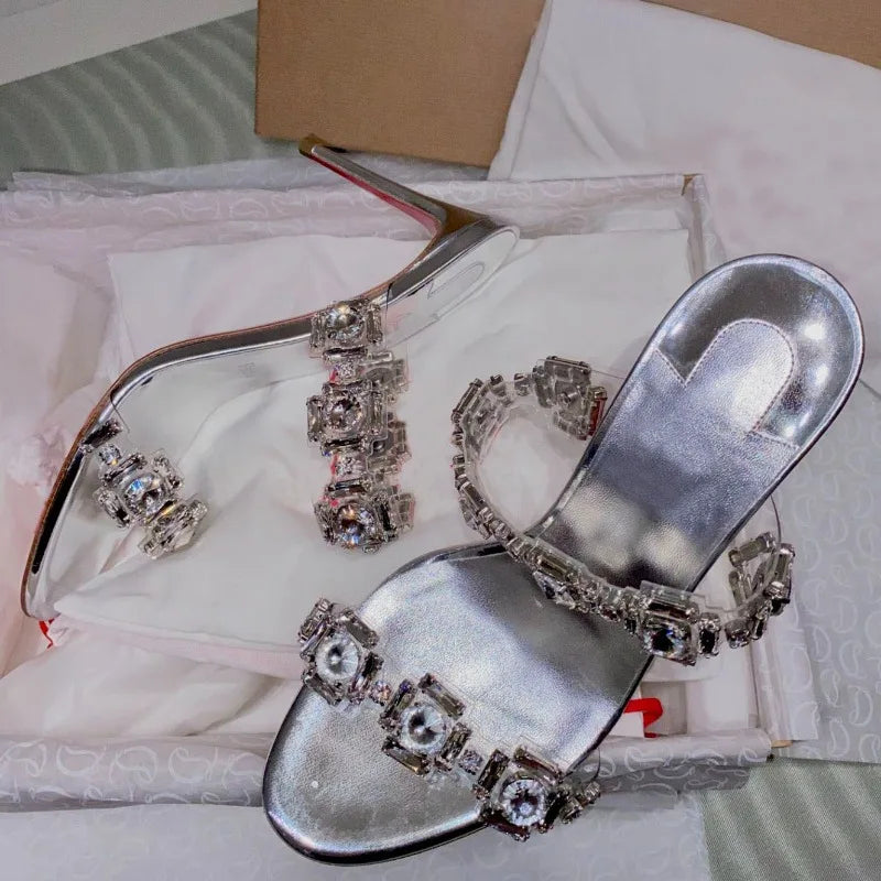 Women's Rhinestone High Heel Sandals – Open Toe Party Shoes