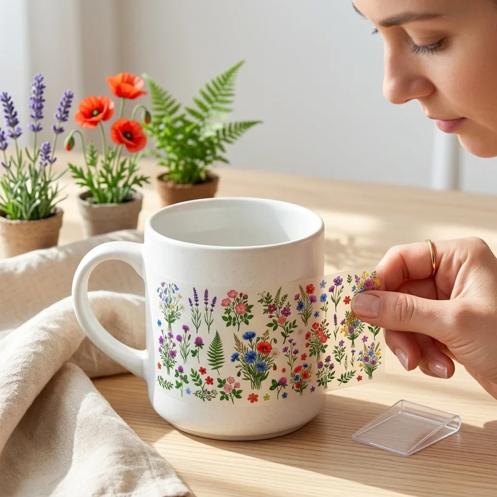 Watercolor Wildflower UV Transfer Stickers | Floral Rub-On Decals