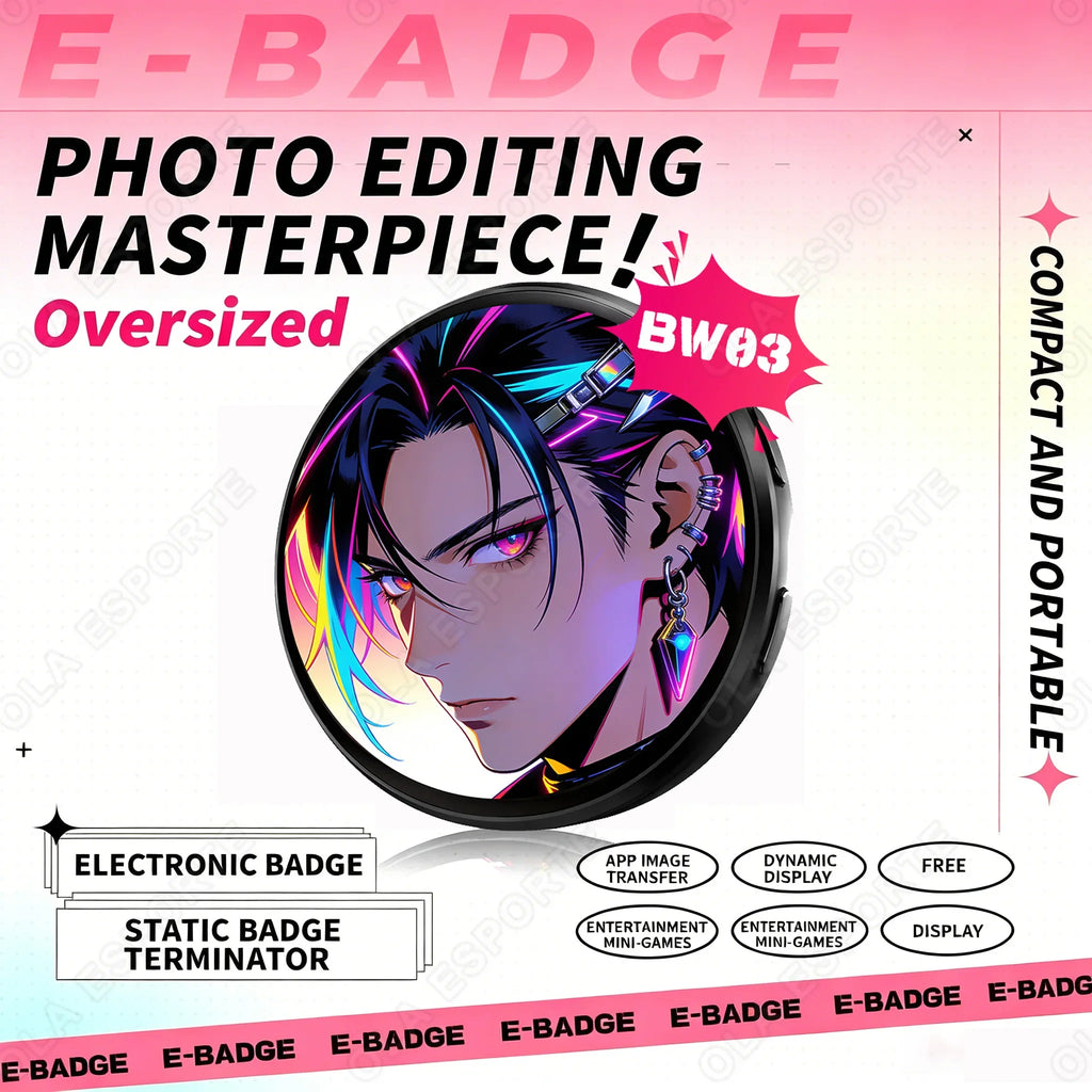 Anime E-badge Display Pin Dynamic Electronic Smart Cyber Badge
