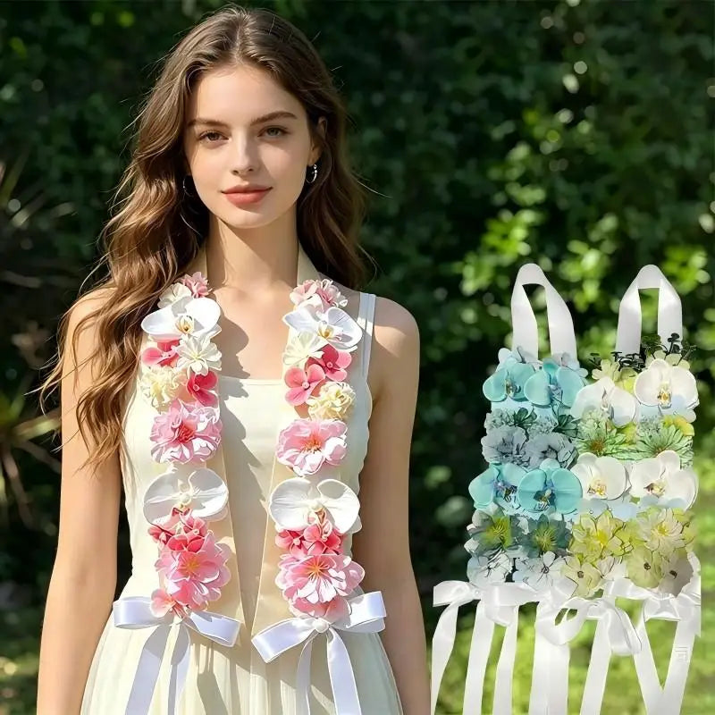 Handmade Satin Flower Graduation Sash | Floral Lei Gift
