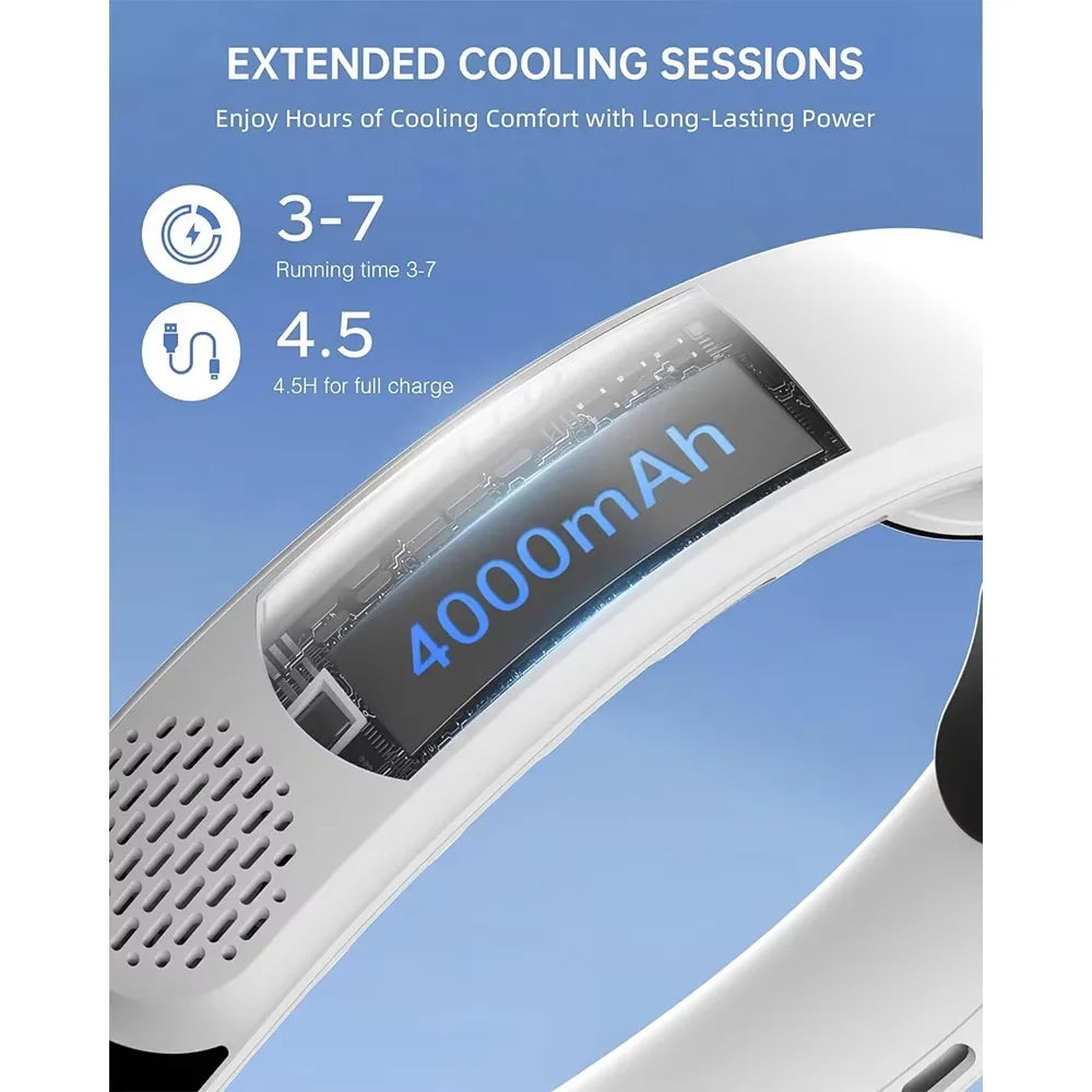 HOMEFISH Bladeless Neck Fan | 4000mAh Type-C Rechargeable