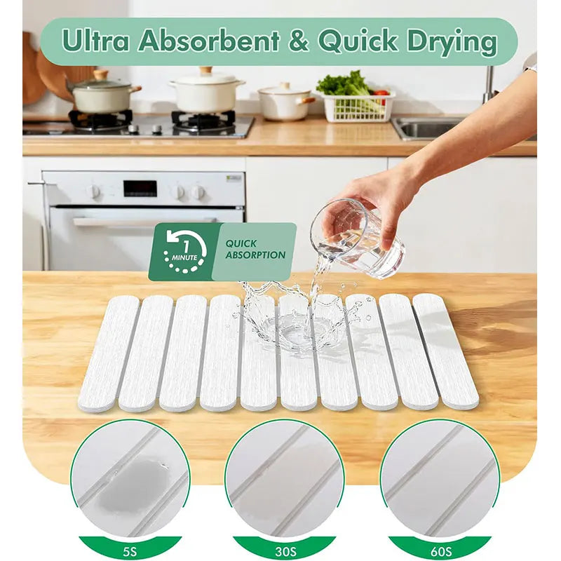 Roll-Up Diatomite Dish Drying Mat – Quick Dry & Non-Slip