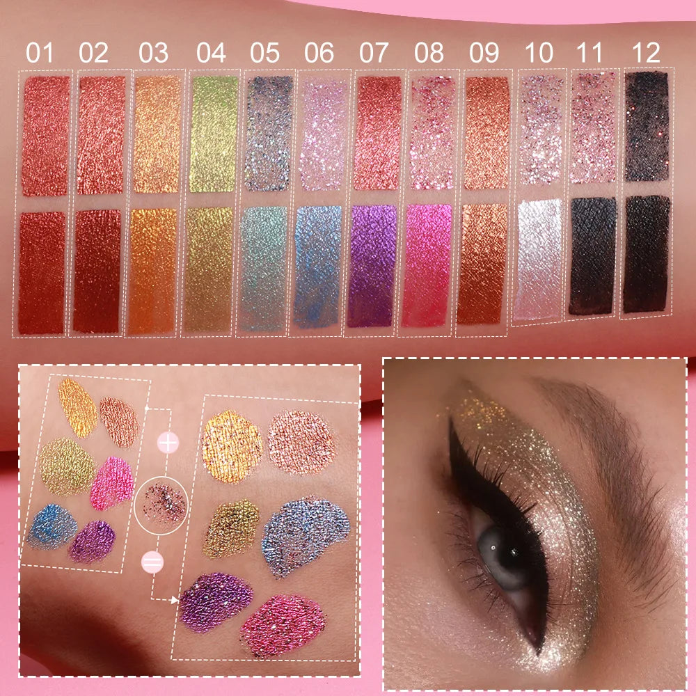 Dual-ended Liquid Eyeshadow Long-lasting Shimmer Finishes Red Blue