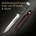Fixed-Blade Kitchen Knife with Leather Sheath | Carbon Steel