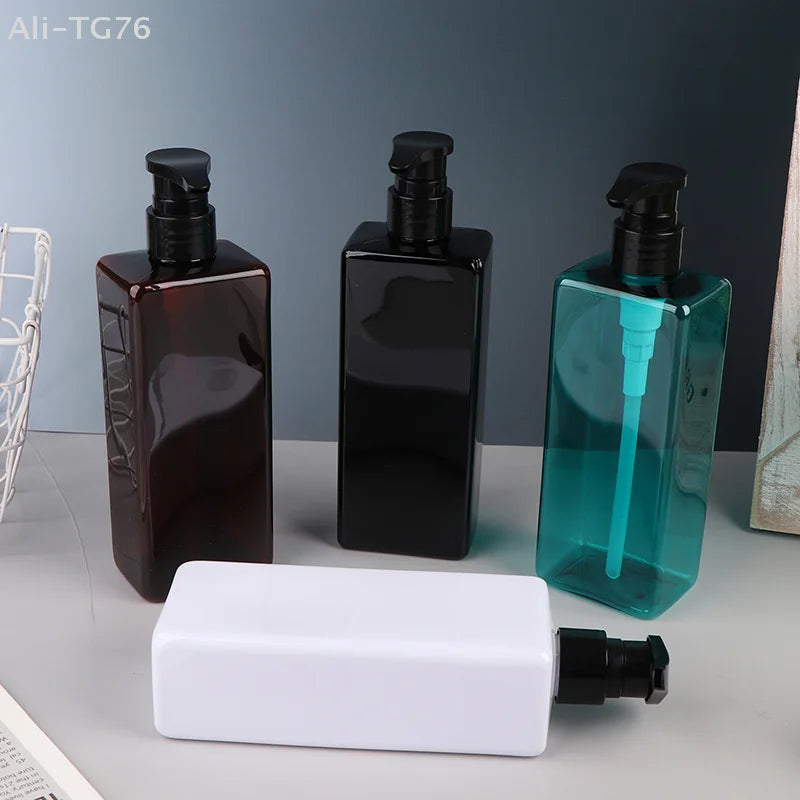 500ml Square Pump Dispenser Bottle – Refillable PET Plastic