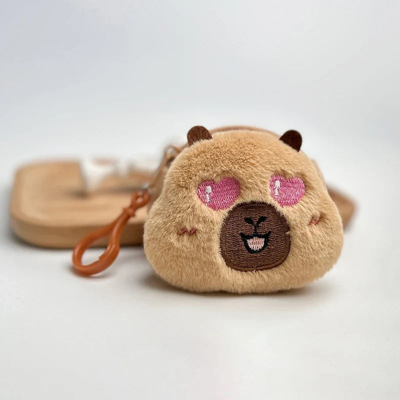 Capybara Plush Coin Purse – Cute Mini Zipper Wallet Keychain