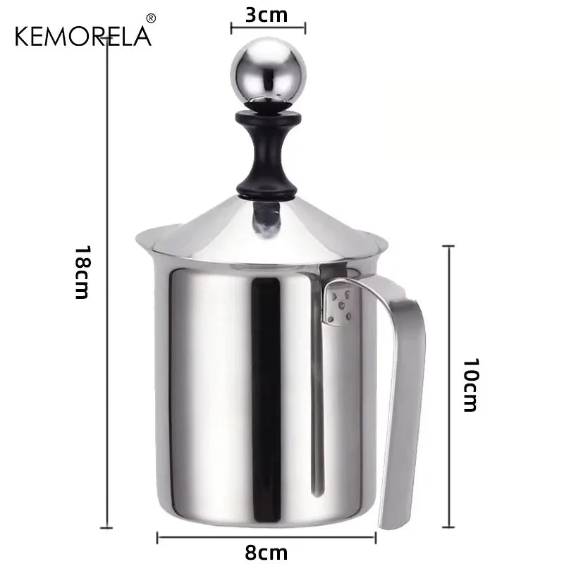 KEMORELA 400ml Stainless Steel Milk Frother & Foam Maker