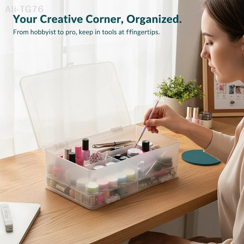 Double Layer Transparent Storage Box – Nail Art & Craft
