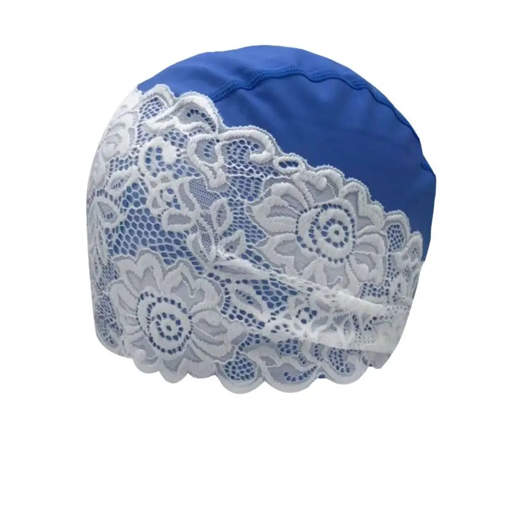 Lace Swim Cap for Women – Waterproof Long Hair Swimming Cap