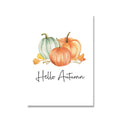 Hello Fall Autumn Pumpkin Canvas Wall Art | Unframed Print