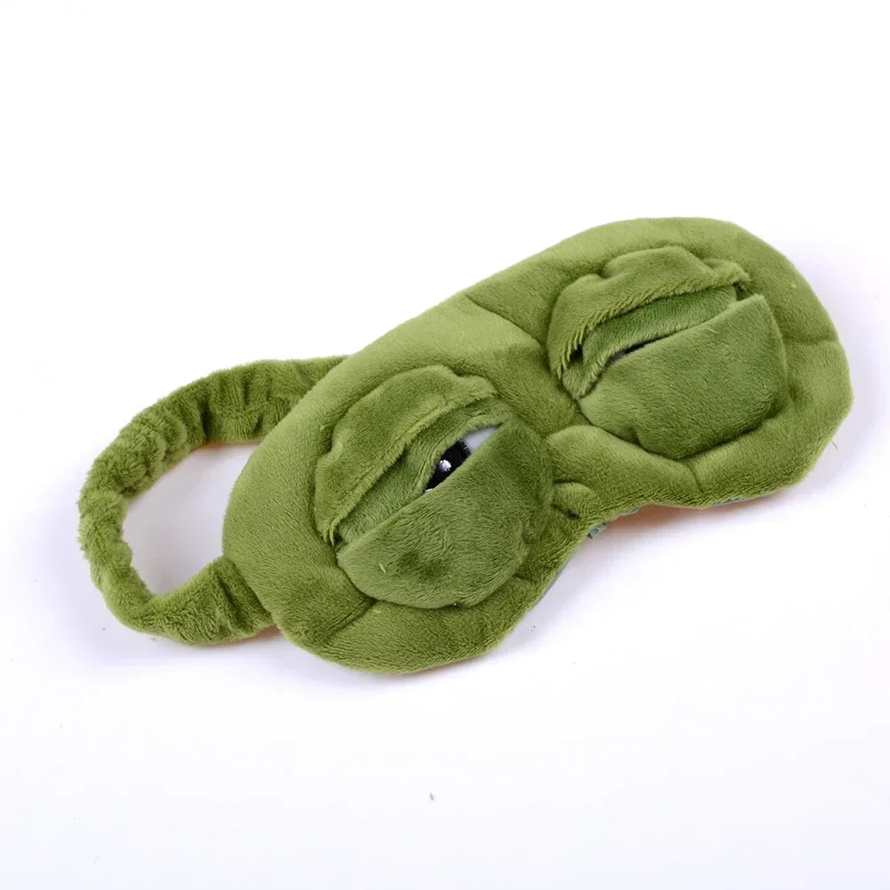 3D Frog Sleep Mask – Soft Flannel Blindfold for Travel & Rest