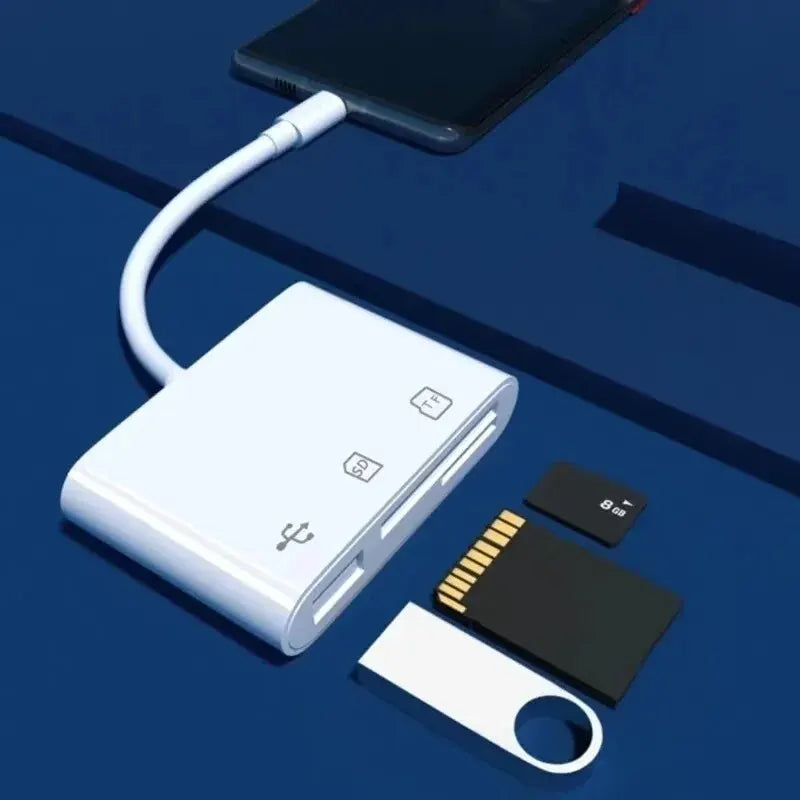 3-in-1 USB-C Memory Card Reader – SD TF CF OTG Adapter