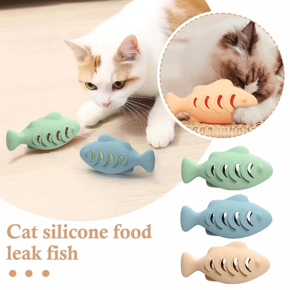 Silicone Fish Cat Toy – Treat Dispenser & Catnip Stuffer