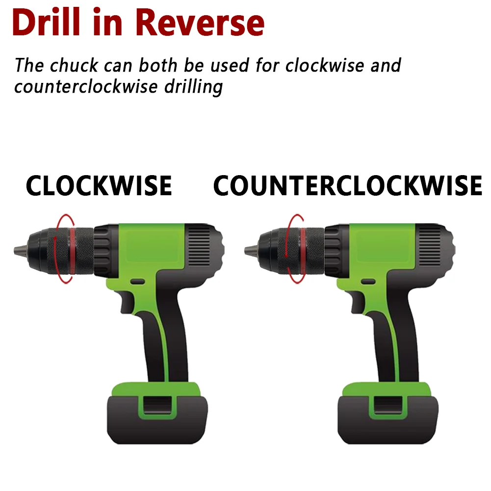Keyless Drill Chuck 1/2-20UNF 2–13mm Self-Tightening 3-Jaw