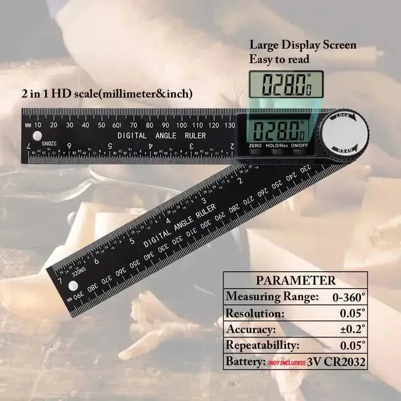 2-in-1 Digital Angle Gauge & Ruler | Woodworking Tool