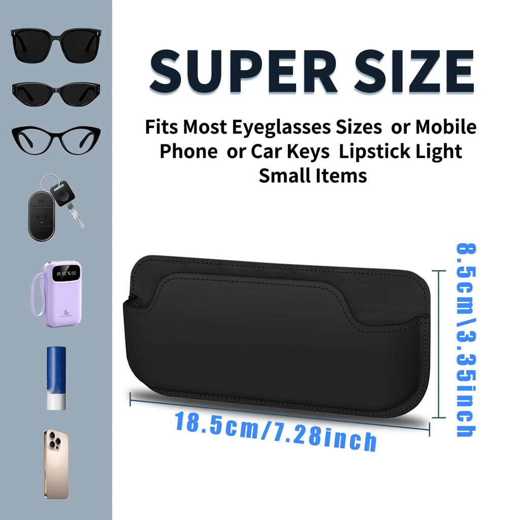 PU Leather Stick-On Car Sunglasses & Glasses Storage Case