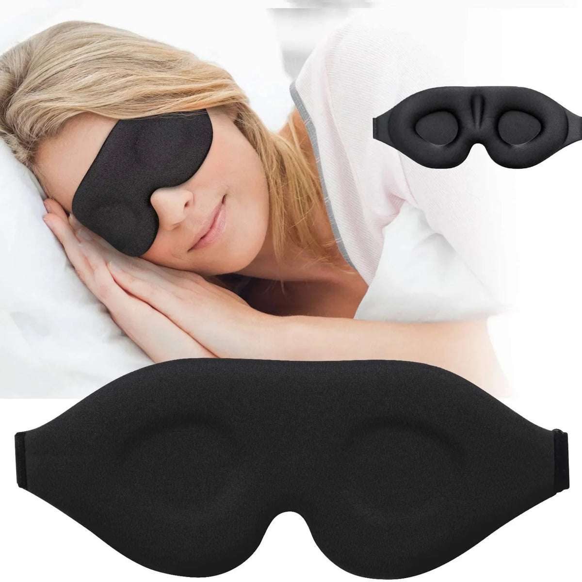 3D Adjustable Sleep Mask Breathable Design Blocks Light While