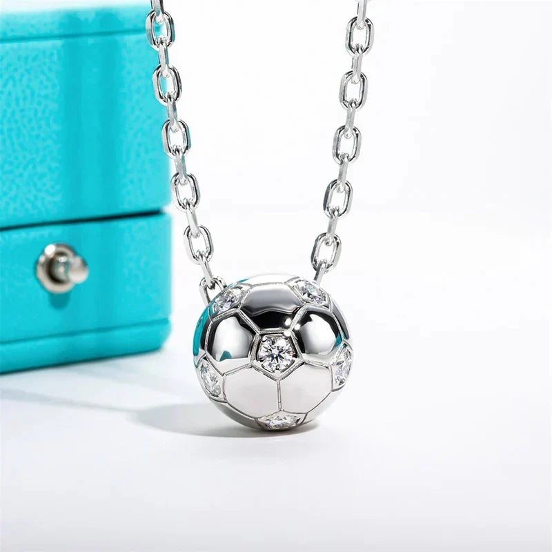 Huitan Football Pendant Necklace – Cubic Zirconia Sport Jewelry