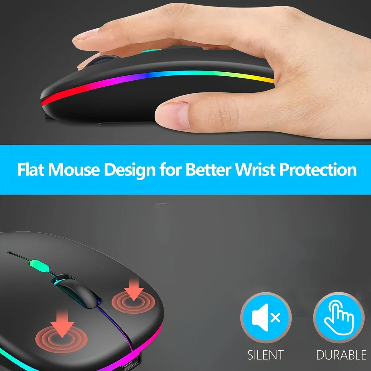 Wireless Mouse Bluetooth-compatible Gaming Dual Mode BT+2 4Ghz