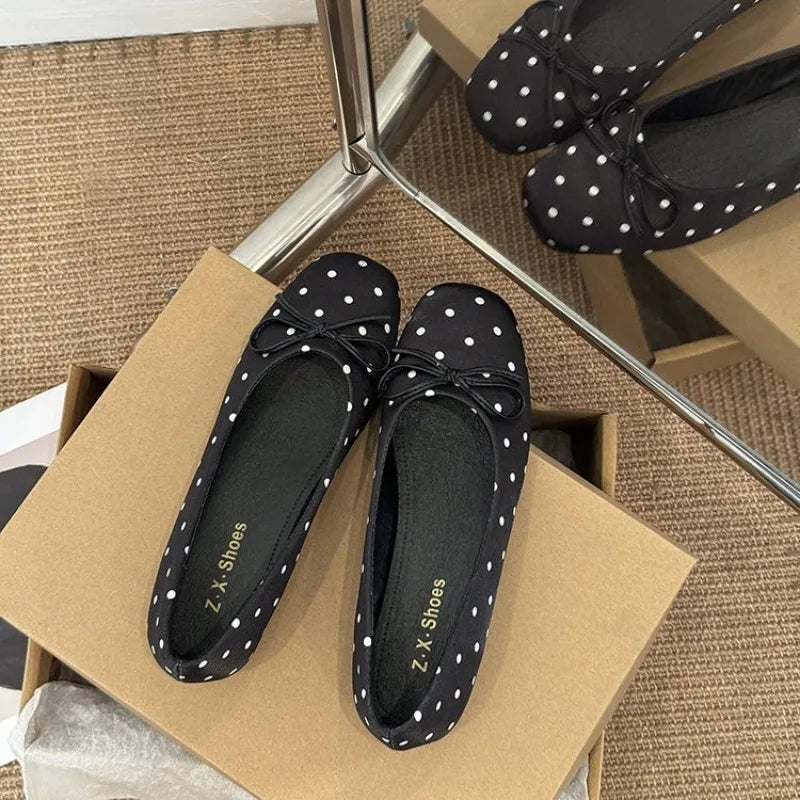 Polka Dot Women's Ballet Flats – Soft Sole Slip-On Dress Shoes