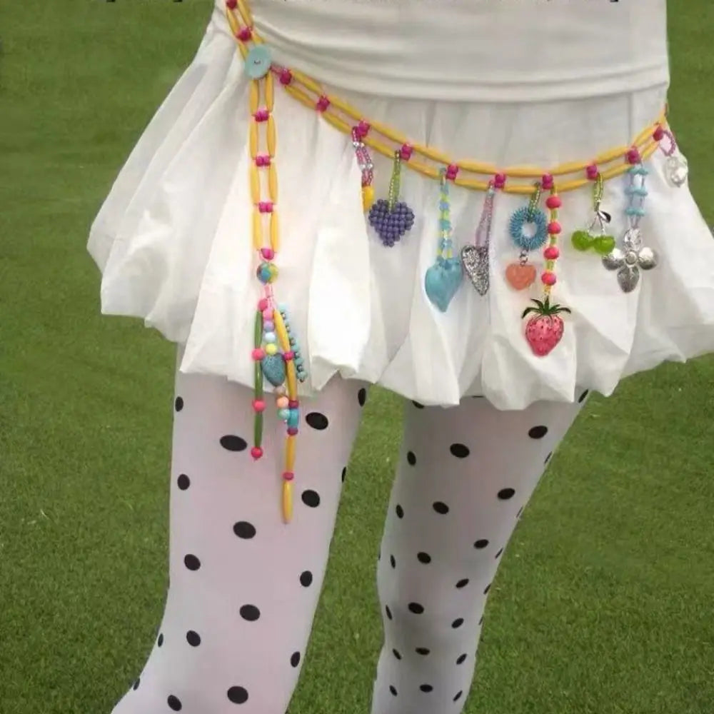 Y2K Colorful Beaded Waist Chain – Kawaii Bohemian Body Jewelry