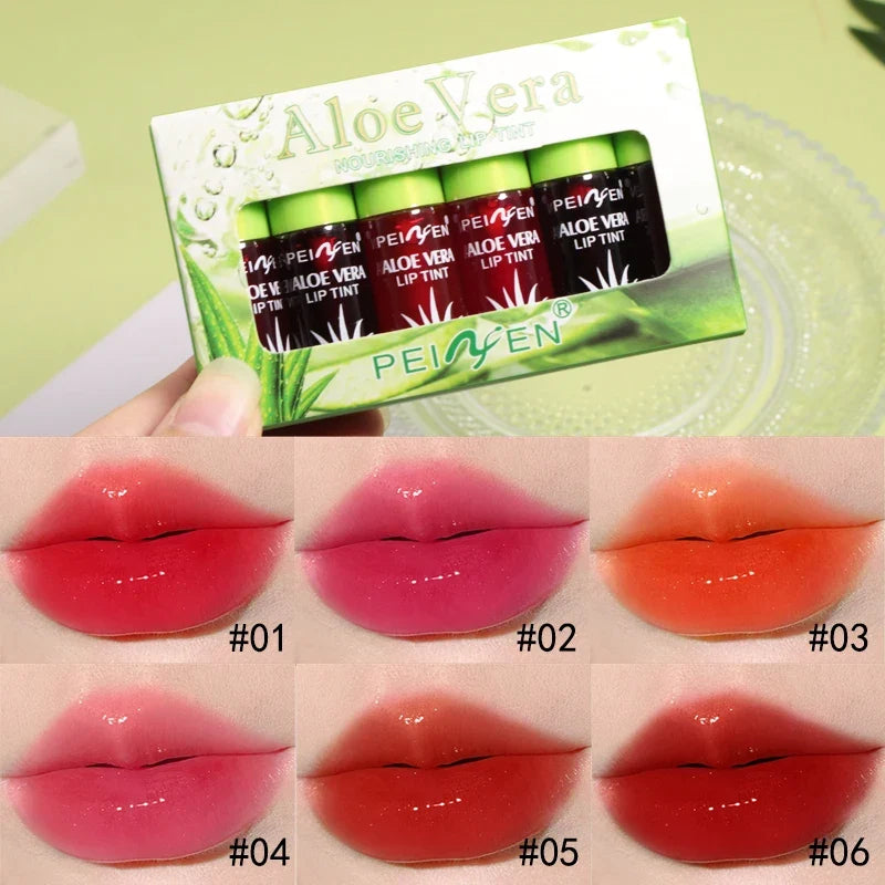 6-Pack Aloe Vera Tinted Lip Oil Set – Hydrating Lip Glaze