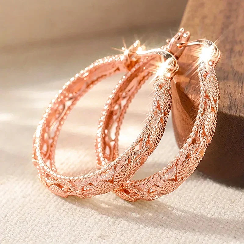 Huitan Large Geometric Hoop Earrings – Bohemian Party Jewelry